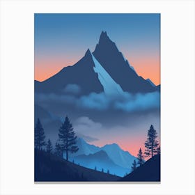 Misty Mountains Vertical Composition In Blue Tone 41 Canvas Print