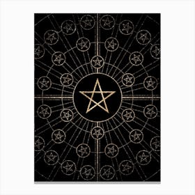 Geometric Glyph Abstract Radial Array in Glitter Gold on Black n.0131 Canvas Print