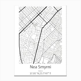 Nea Smyrni,Greece Minimalist Map Canvas Print