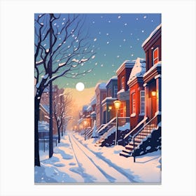Winter Travel Night Illustration Toronto Canada 3 Canvas Print