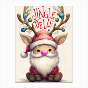 Jingle Bells Santa deer Canvas Print