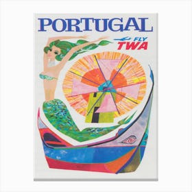 Mermaid, Portugal Vintage Travel Poster Canvas Print