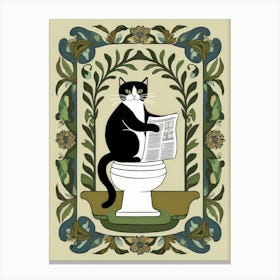 Cat Reading Newspaper Canvas Print