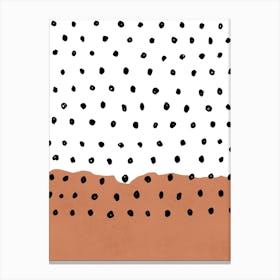Mid-Century Abstract Terracotta and Black Dots Block Print Canvas Print