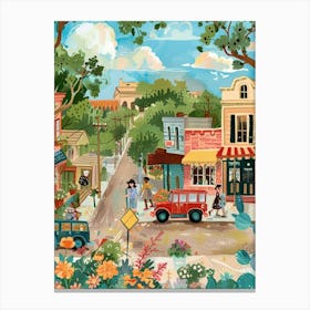 Storybook Illustration Sixth Street Austin Texas 4 Canvas Print