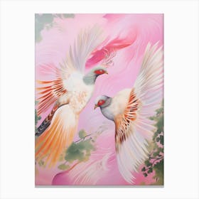 Pink Ethereal Bird Painting Pheasant 4 Canvas Print