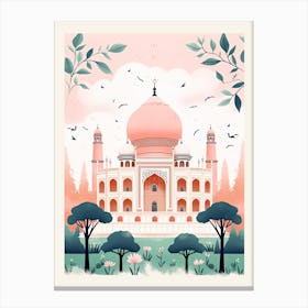 Taj Mahal   Agra, India   Cute Botanical Illustration Travel 1 Canvas Print