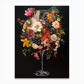 A Giant Wine Glass Overflowing With Flowers Canvas Print