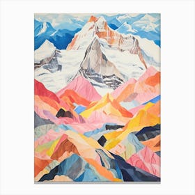 Annapurna Nepal 1 Colourful Mountain Illustration Canvas Print