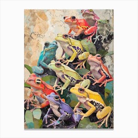 Kitsch Rainbow Frogs 4 Canvas Print