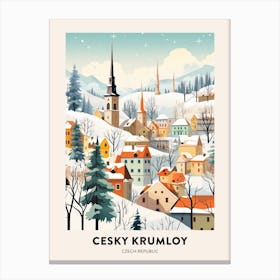Vintage Winter Travel Poster Cesky Krumloy Czechia 4 Canvas Print