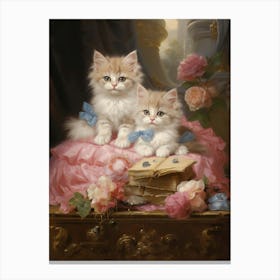 Two Kittens Rococo Style 3 Canvas Print