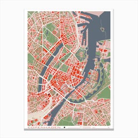 Copenhague Classic Map Canvas Print