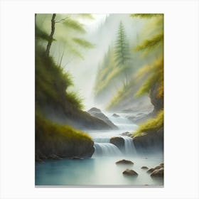 Waterfall In The Forest Art Canvas Print