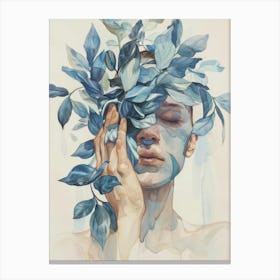 Woman With Leaves On Her Face 5 Canvas Print