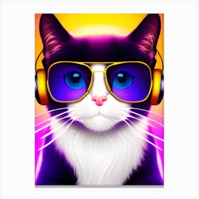 Cat With Headphones 1 Canvas Print