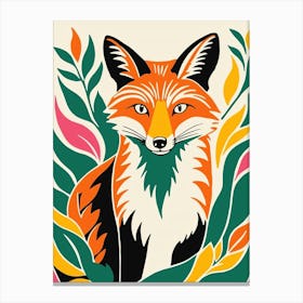 Fox with flowers Canvas Print