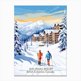 Sun Peaks Resort   British Columbia Canada, Ski Resort Poster Illustration 2 Canvas Print