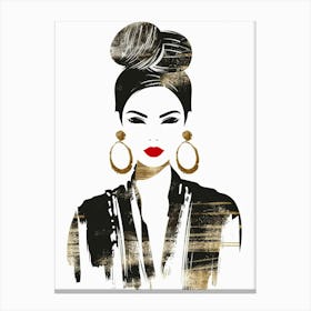 Woman In Gold And Black Canvas Print