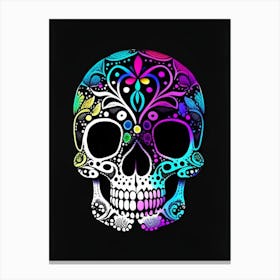 Skull With Vibrant Colors 2 Doodle Canvas Print