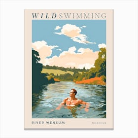 Wild Swimming At River Wensum Norfolk 2 Poster Canvas Print