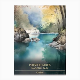 Plitvice Lakes National Park Croatia Watercolour 2 Canvas Print