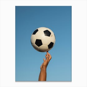 Hand Holding A Soccer Ball Canvas Print