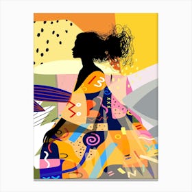 Silhouette Of A Woman Colorful Modern Canvas Print