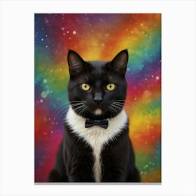 Black Cat With Bow Tie Canvas Print