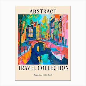 Abstract Travel Collection Poster Amsterdam Netherlands 4 Canvas Print