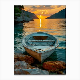 Sunset On A Boat Canvas Print