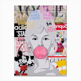 Brigitte Bardot Bubble Gum Canvas Print