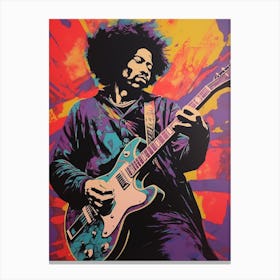 Jimi Hendrix Colourful 7 Canvas Print