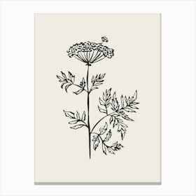 Black Fine Line Flower Poster Canvas Print