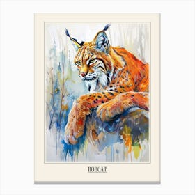 Bobcat Colourful Watercolour 3 Poster Canvas Print