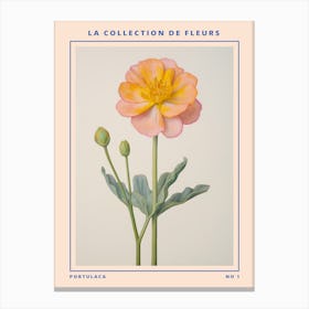 Portulaca French Flower Botanical Poster Canvas Print