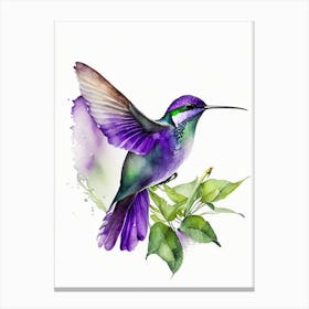 Violet Crowned Hummingbird Cute Neon Canvas Print