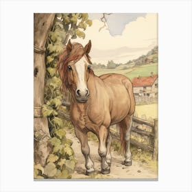 Storybook Animal Watercolour Horse 2 Canvas Print