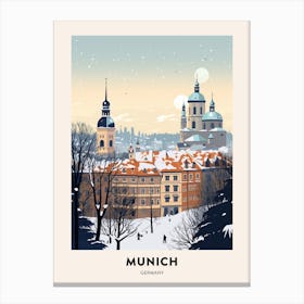 Winter Night  Travel Poster Munich Germany 4 Canvas Print