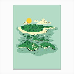 Island In The Sea green Canvas Print