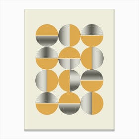 Mid-century Modern Circle Pattern Abstract Modern Gold Canvas Print