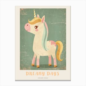 Pastel Storybook Style Unicorn 4 Poster Canvas Print