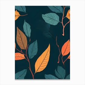 Autumn Leaves Seamless Pattern 9 Canvas Print