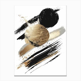 Black And Gold Brush Strokes 17 Canvas Print