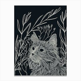 Selkirk Rex Cat Minimalist Illustration 1 Canvas Print