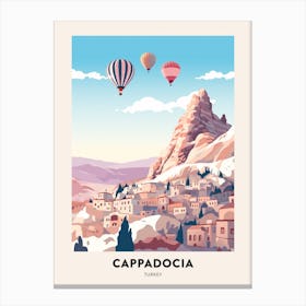 Vintage Winter Travel Poster Cappadocia Turkey 1 Canvas Print