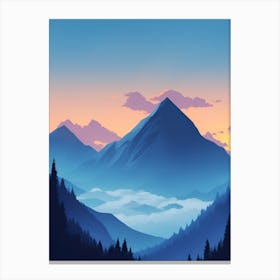 Misty Mountains Vertical Composition In Blue Tone 154 Canvas Print