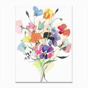 Sweet Pea 2 Collage Flower Bouquet Canvas Print