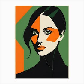 Geometric Woman Portrait Pop Art (39) Canvas Print