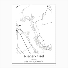 Niederkassel,Germany Minimalist Map Canvas Print